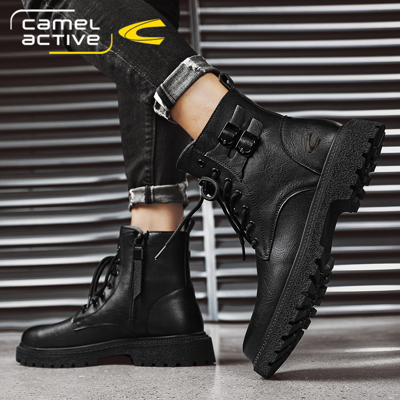 骆驼动感秋季马丁靴男高帮真皮英伦风工装靴厚底皮靴冬季保暖男鞋