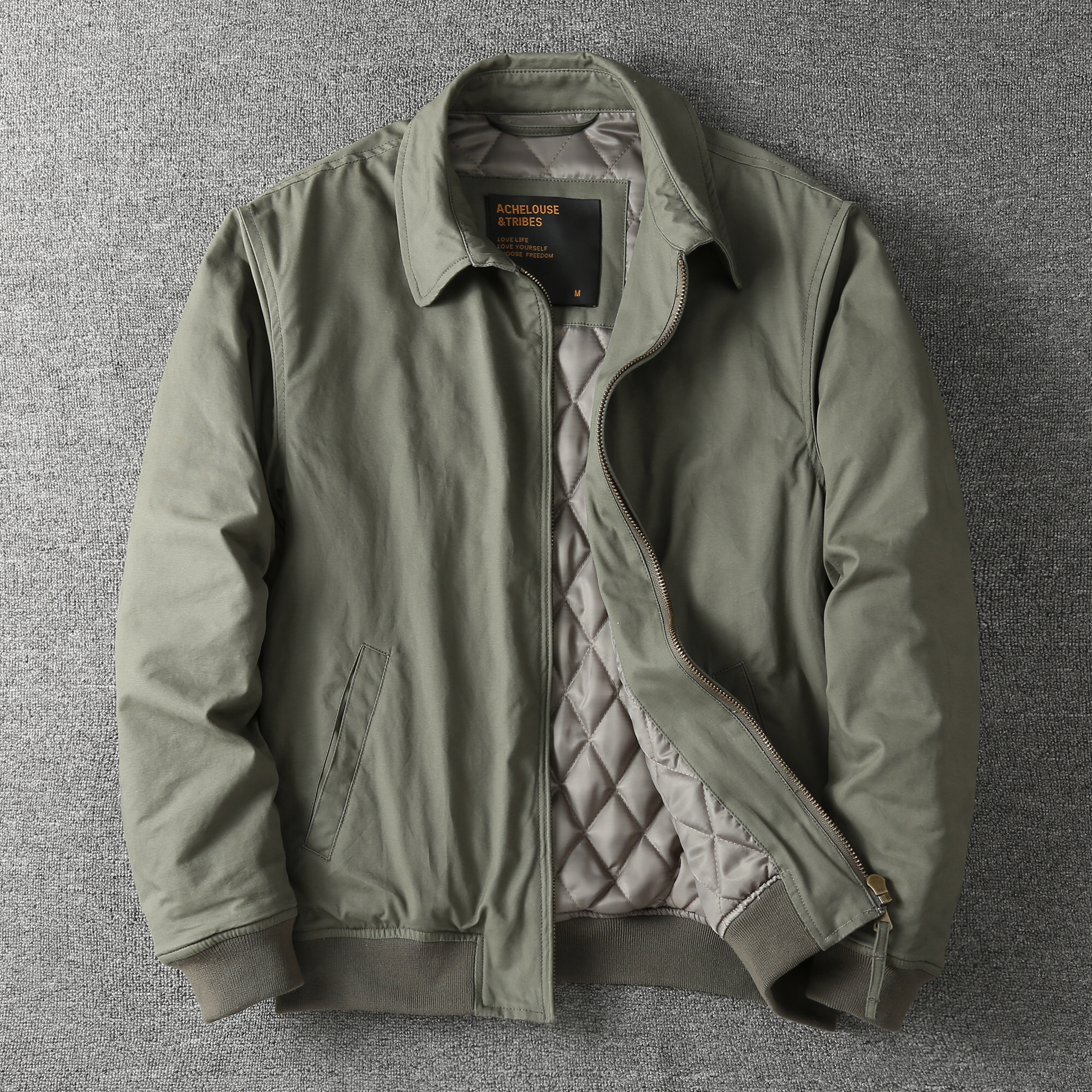 秋冬商务休闲中青年翻领加棉加厚夹克外套男美式工装水洗纯棉上衣