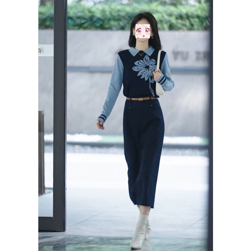 2024秋冬新款成套搭配一整套高级感韩剧盐系长袖毛衣半身裙两件套