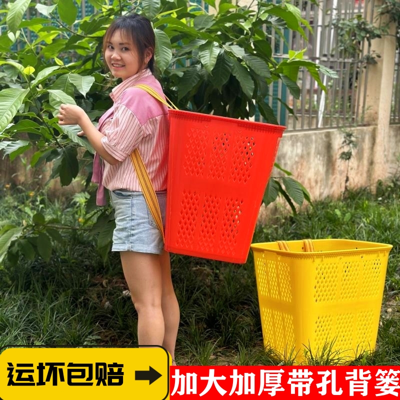 仿竹编塑料背篓黄色镂空背篓家用户外胶背篓结实耐用舞蹈道具背篼
