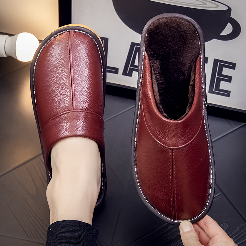 【头层牛皮】真皮棉拖鞋男女秋冬季家用防滑室内加绒保暖防水皮拖鞋