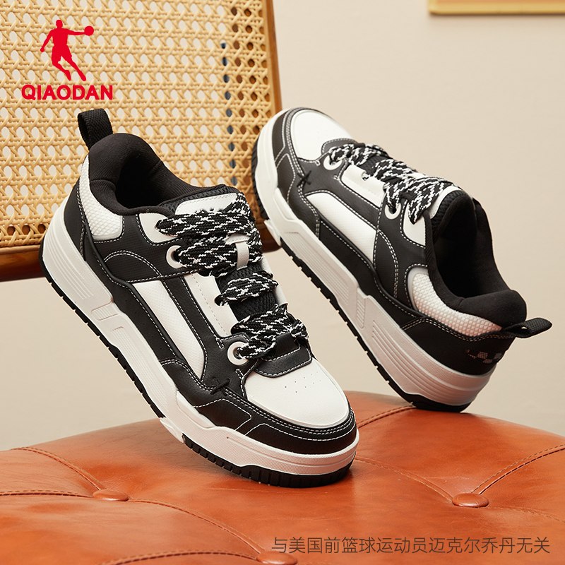 悟空|乔丹潮流厚底面包鞋男款秋冬低帮休闲百搭男板鞋增高鞋黑色