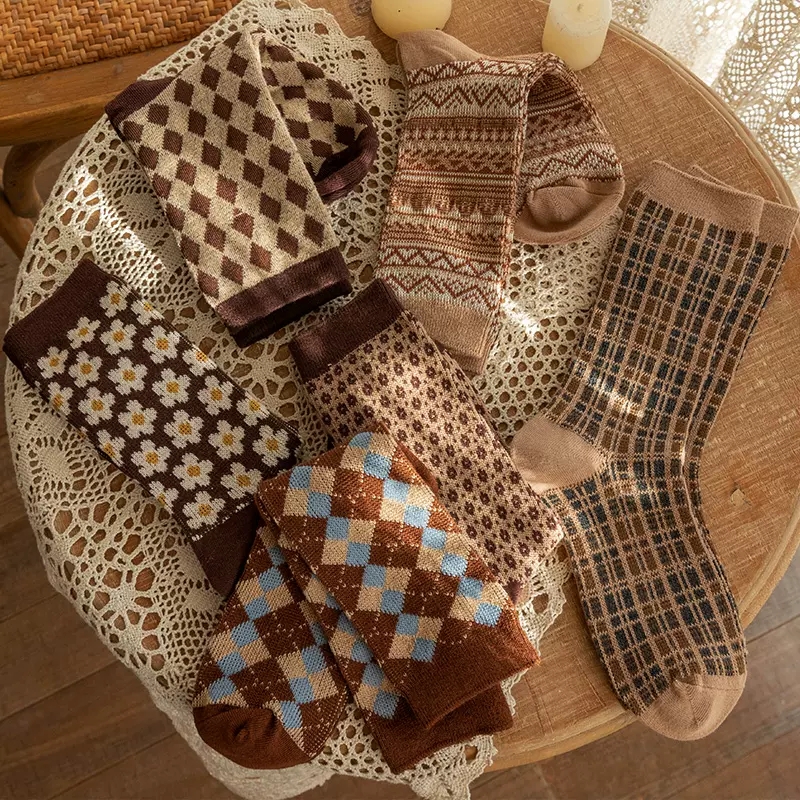 6双装英伦风袜子女中筒袜春秋季保暖加厚网红韩国堆堆袜长筒袜