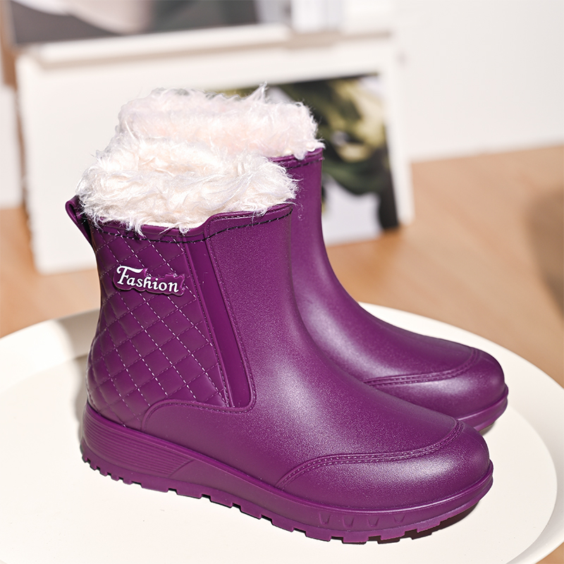 女式雨鞋防水加绒保暖厨房洗车防滑耐磨工作水鞋外穿短筒成人雨靴