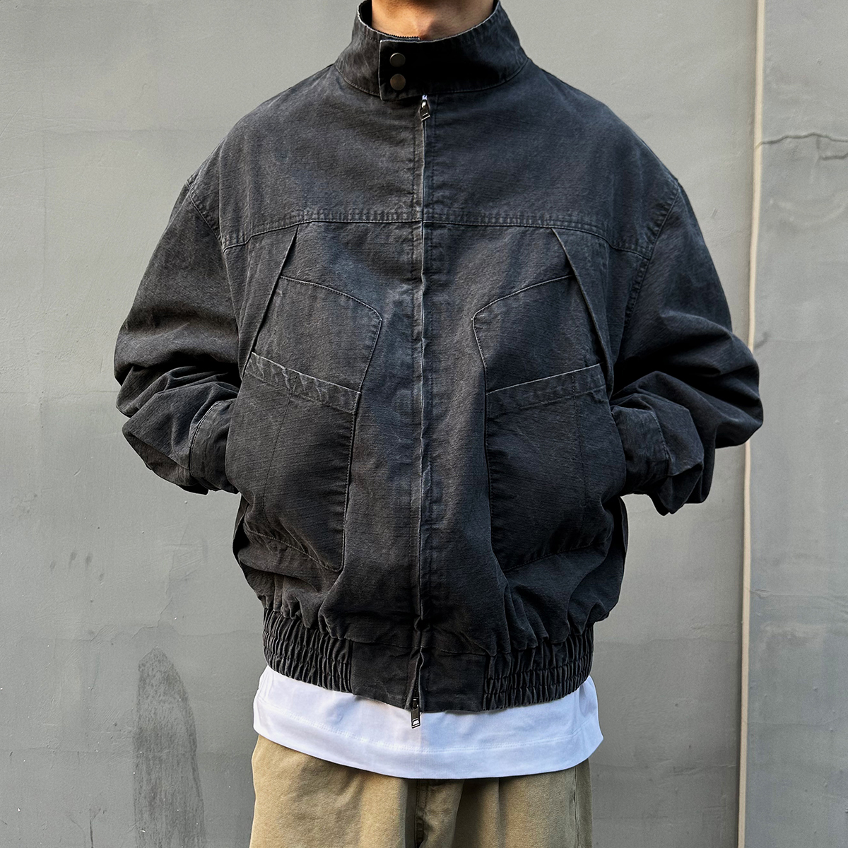 【UNAPS】秋季025铠甲猎装复古双拉链cleanfit立领夹克男女短款外套