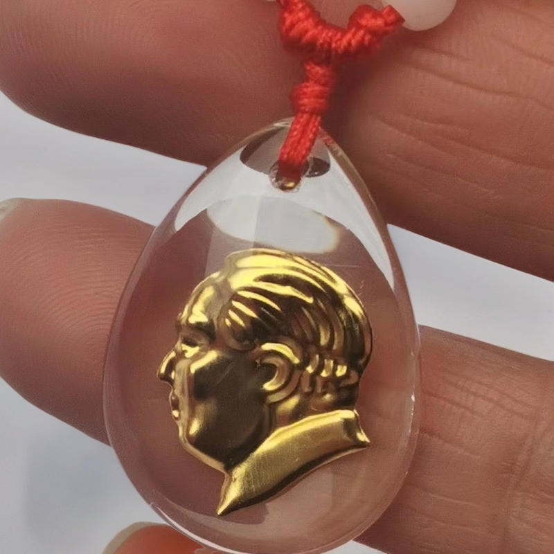 合金仿水晶吊坠 毛主席时尚挂坠项坠素款情侣挂件双面镶嵌金色