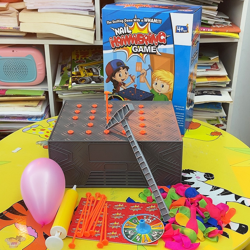 桌面益智玩具聚会整蛊游戏敲钉气球刺激游戏惊险游戏亲子互动