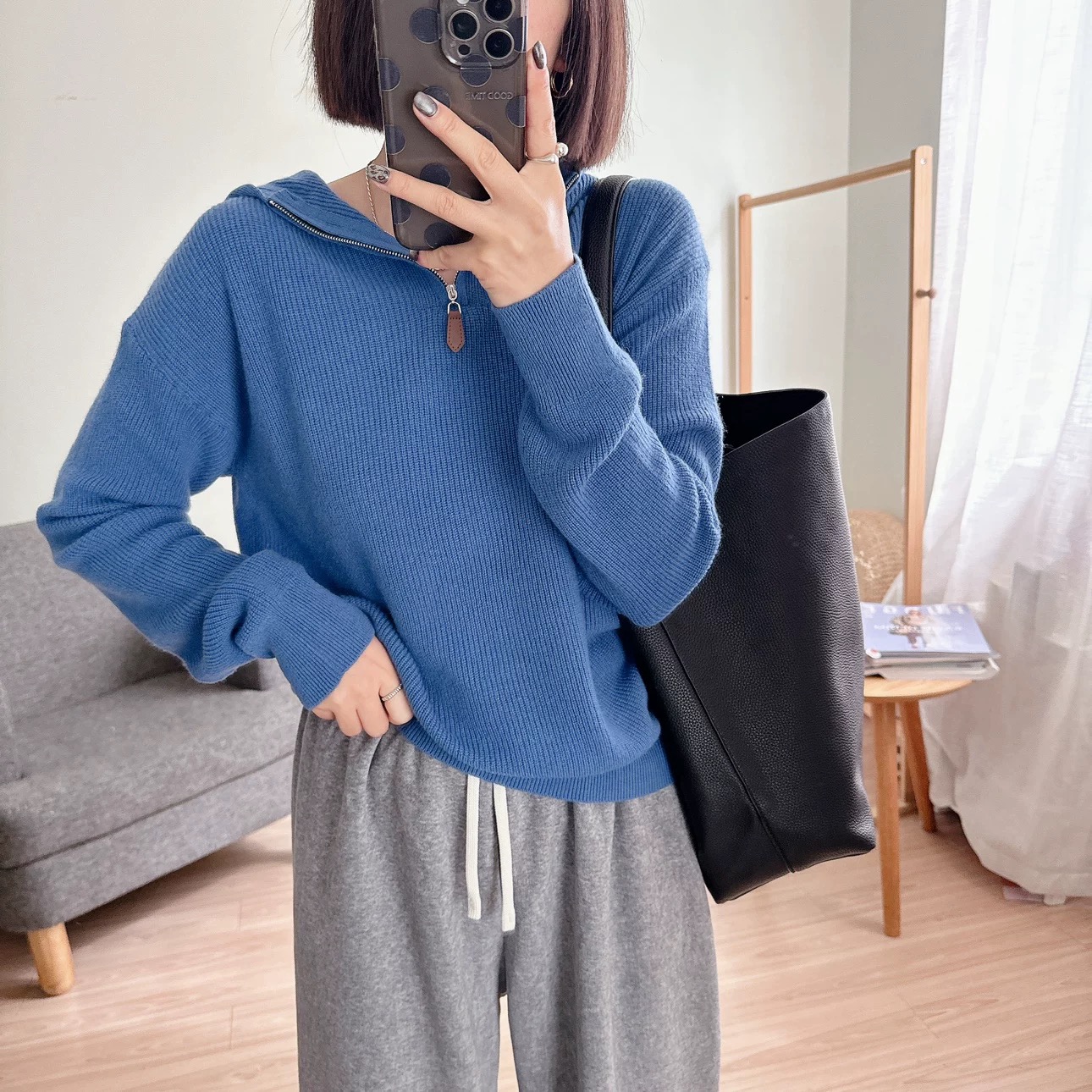 「轻柔厚实 安迪绒」连帽半拉链衫 冬季韩版内搭打底针织衫毛衣2939