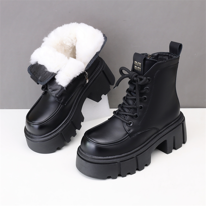雪地靴女款粗跟冬季女鞋2024年新款棉靴加绒加厚增高马丁靴女棉鞋