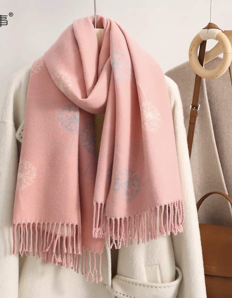 秋冬新款韩版蒲公英仿羊绒围巾190x65