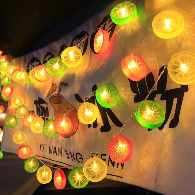柠檬片装饰灯夜市推车摆摊灯彩灯闪灯星星网红灯教师节ins少女心