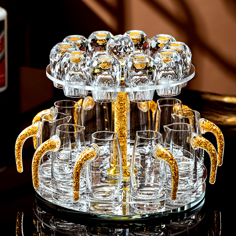 高档奢华水晶玻璃白酒杯套装家用中式一口小酒杯子二两分酒器酒具