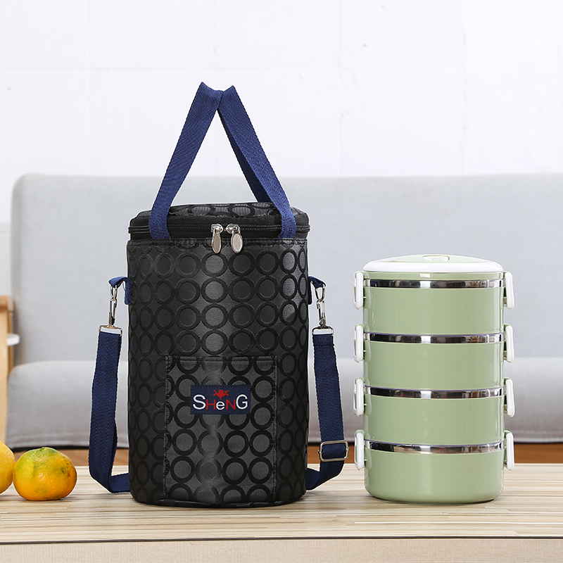 饭盒保温袋加厚防水圆桶铝箔保温袋学生手提斜挎大号保温桶保冷包