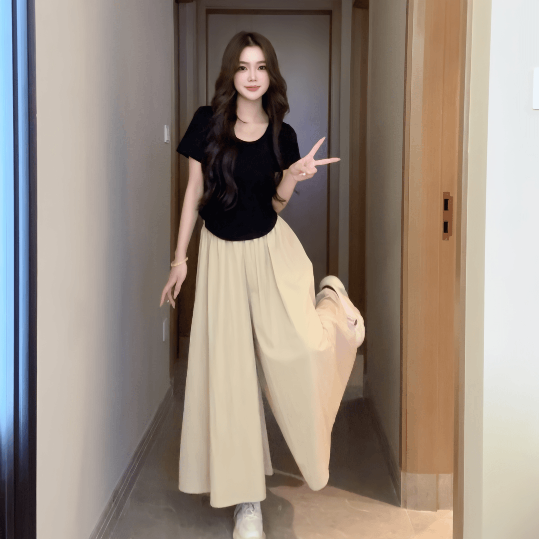 盐系小个子慵懒风半身裙奶油风大码山本裙裤高腰2024夏季新款垂感