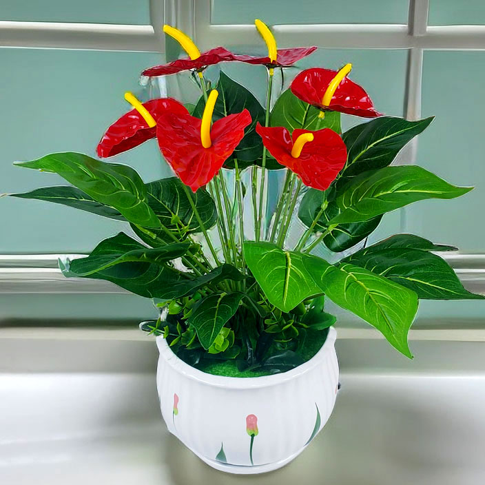 假花仿真花红掌盆景花卉客厅摆件装饰仿真绿植陶瓷渐变工艺家居