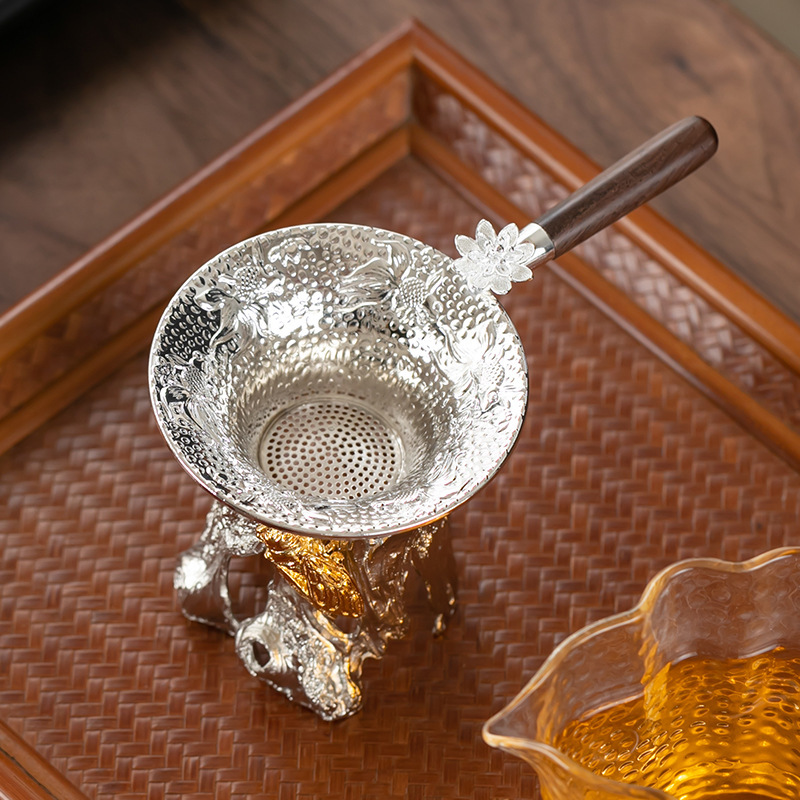 金属茶滤功夫茶具茶漏托架茶隔茶叶 带手柄 高档茶叶过滤网滤茶器