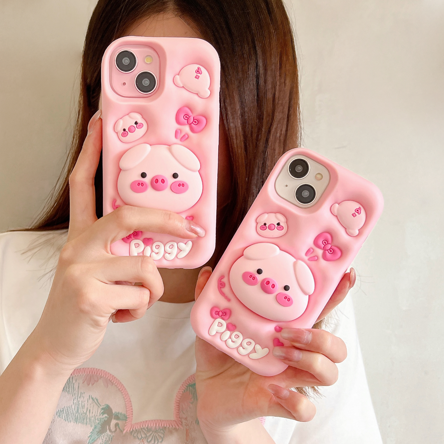 适用苹果oppo华为vivo小米三星可爱大头猪支架iPhone17硅胶手机壳