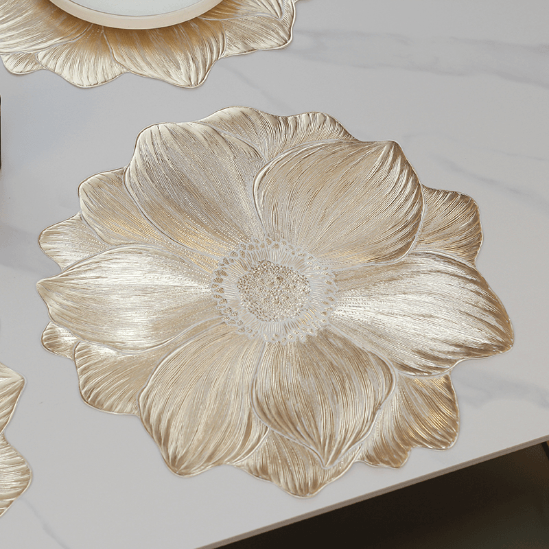 【2只装】荷花款简约餐垫防滑装饰垫PVC软装饰居家桌垫盘垫花瓶垫