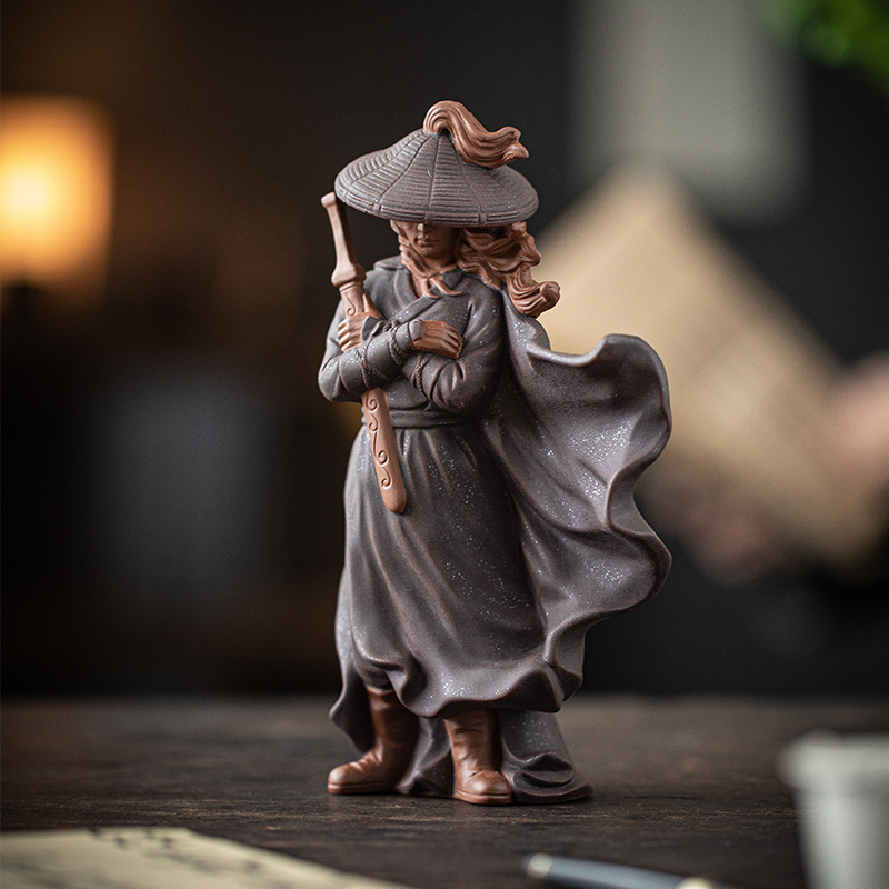 木客【江湖侠客】创意紫砂茶宠摆件禅意人物茶桌装饰茶道茶空间摆设