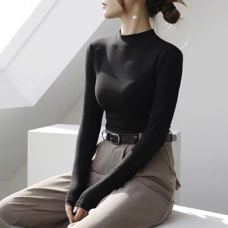 秋装女款爆款2025新款打底衫女半高领长袖百搭t恤洋气修身上衣女