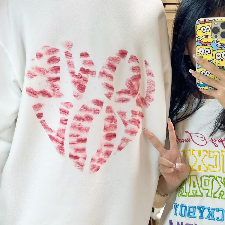 【重生】唇印卫衣diy口红印纪念卫衣字母模板圆领宽松情侣装秋冬款