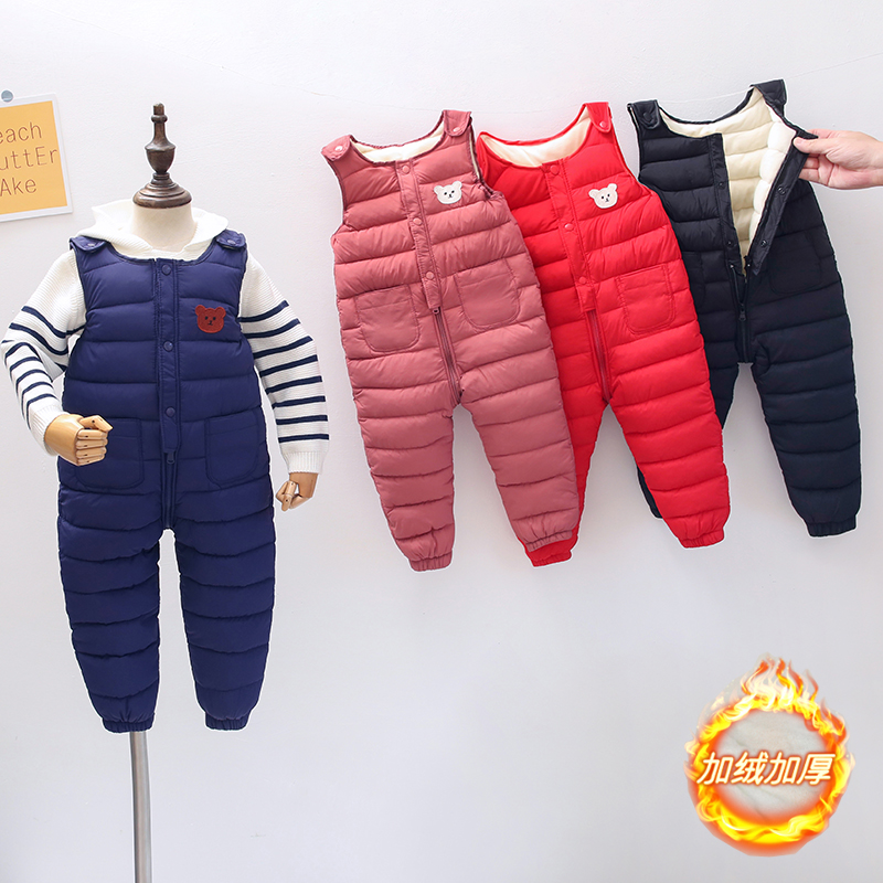 儿童背带棉裤宝宝婴幼儿连体加绒棉裤男女童加厚套装1岁2岁3岁4岁