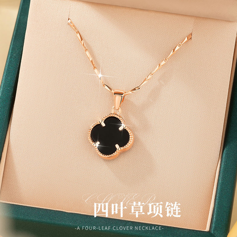 坠链均足银 999足银项链女四叶草锁骨高级感吊坠小众轻奢饰品首饰