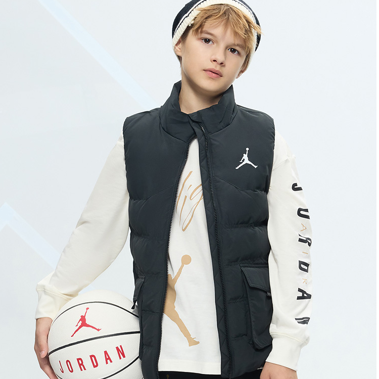 【官方旗舰】Air Jordan童装男女童秋冬保暖羽绒背心马甲JDB-VEB662