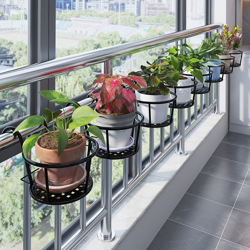 铁艺优选花架栏杆花架护栏挂式花盆架悬挂吊篮架摆放阳台置物架
