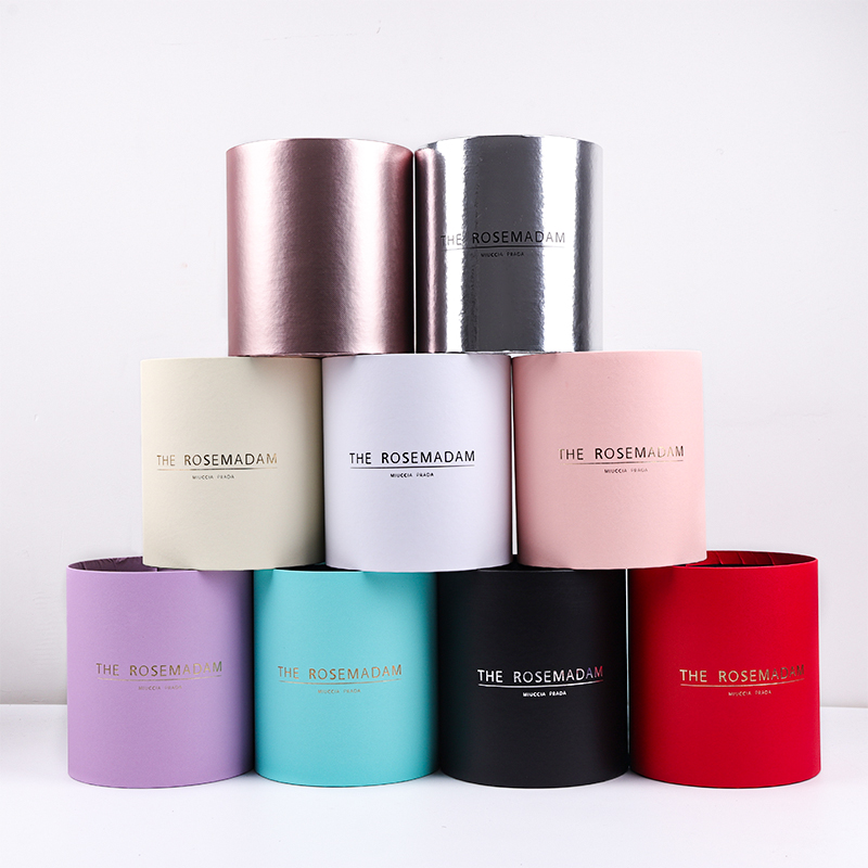 套四鲜花抱抱桶花束包装盒创意diy插花盒镜面圆形花艺礼盒资材