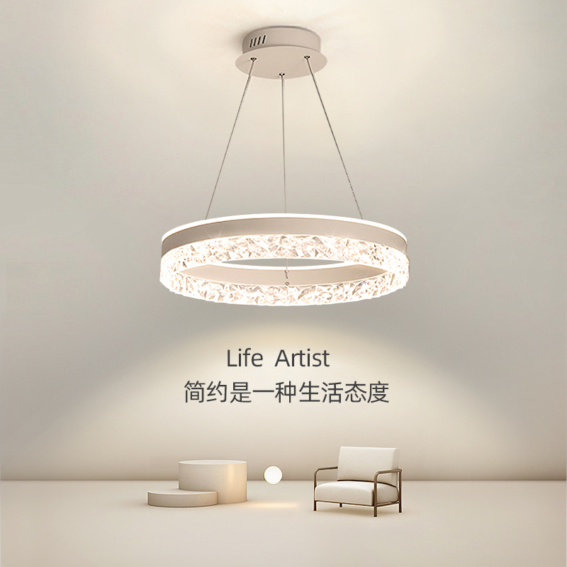主卧室灯轻奢风北欧现代简约设计师餐厅吧台餐桌灯圆环房间吊灯