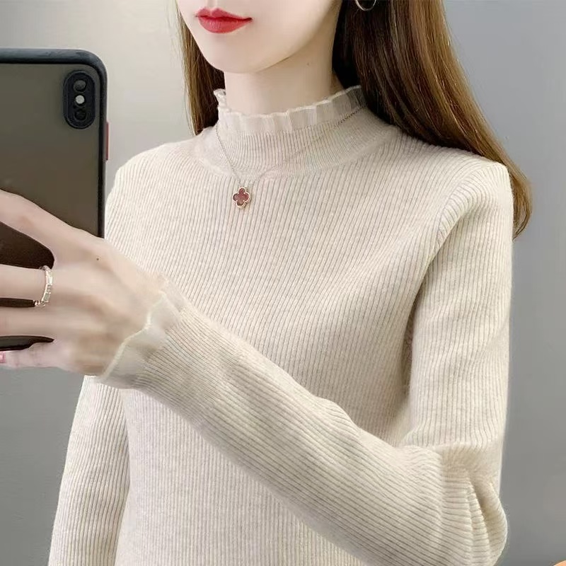 毛衣女士打底衫秋冬新款2025洋气针织衫修身内搭长袖上衣7772