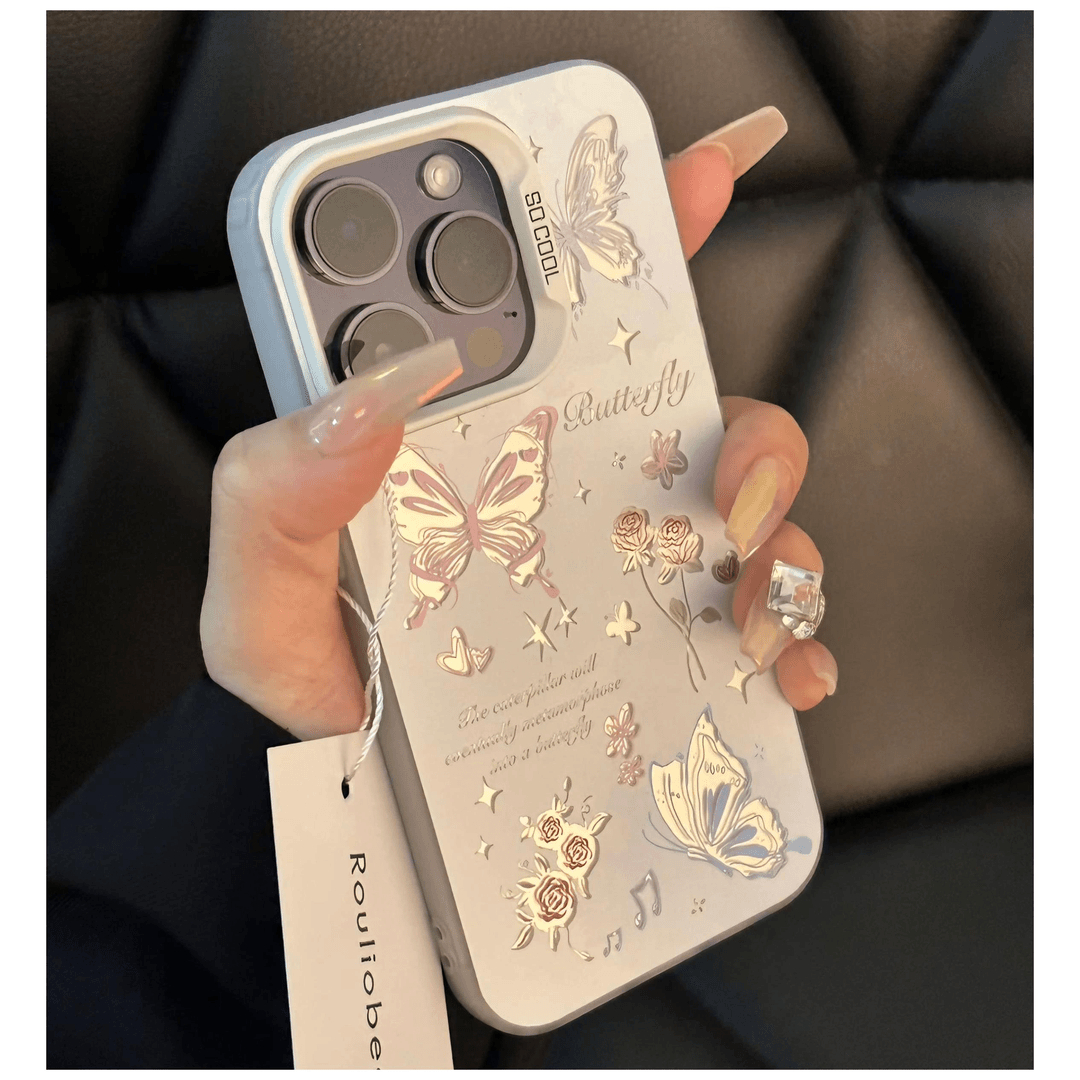 镂空OPPO华为手机壳硬小米14苹果适用于玫瑰蝴蝶iPhone荣耀80VIVO