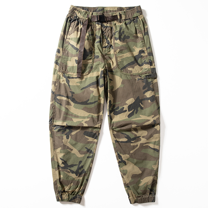 迷彩裤子男款夏季薄款棉微弹力潮流休闲裤潮牌宽松束脚工装裤潮