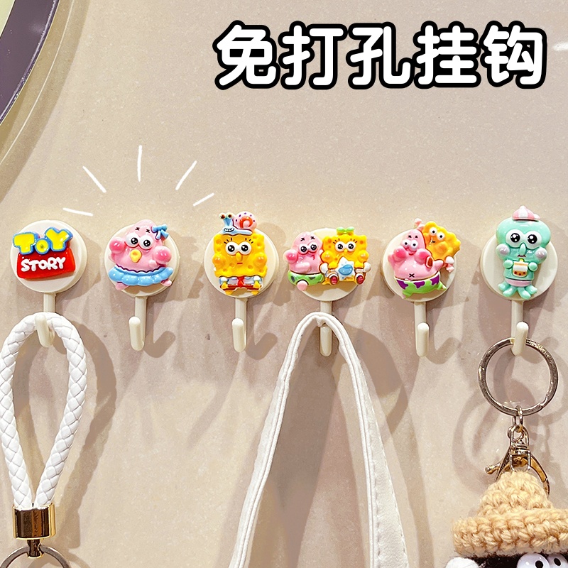 免打孔挂钩强力粘胶浴室贴墙毛巾粘钩可爱卡通宿舍门后书包挂衣钩
