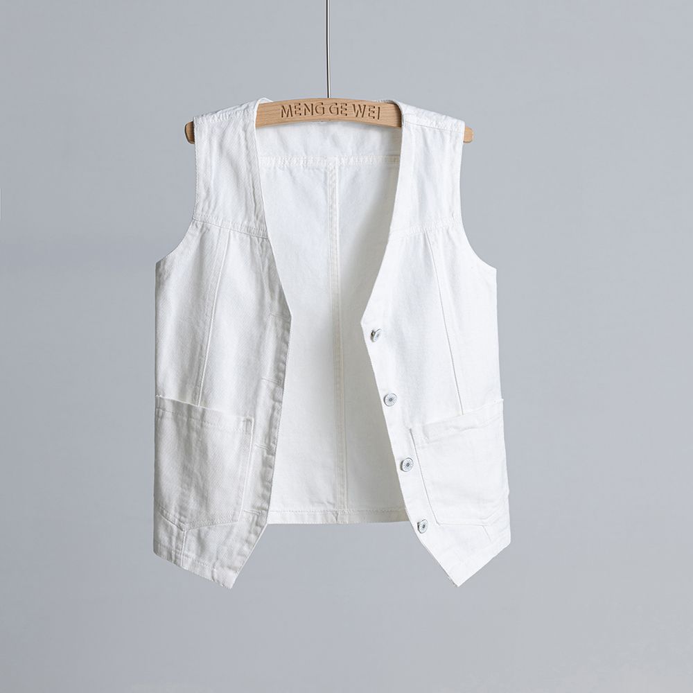 新款外穿牛仔马甲女2025春秋季外搭白色马夹流行时尚显瘦气质上衣