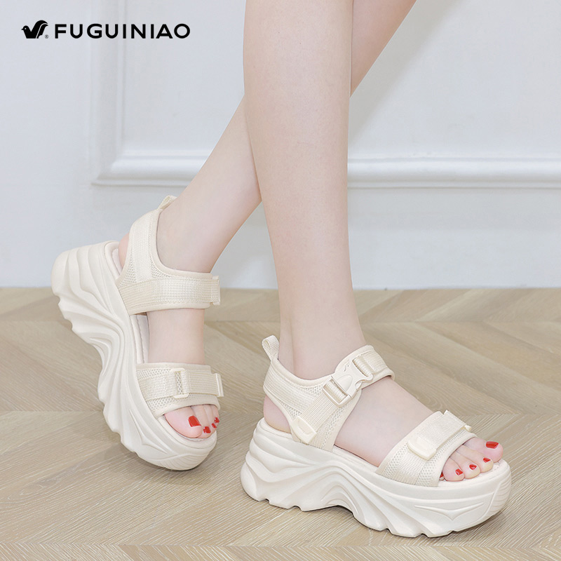 富贵鸟运动凉鞋女2025新款夏季松糕厚底旅游鞋增高外穿休闲沙滩鞋