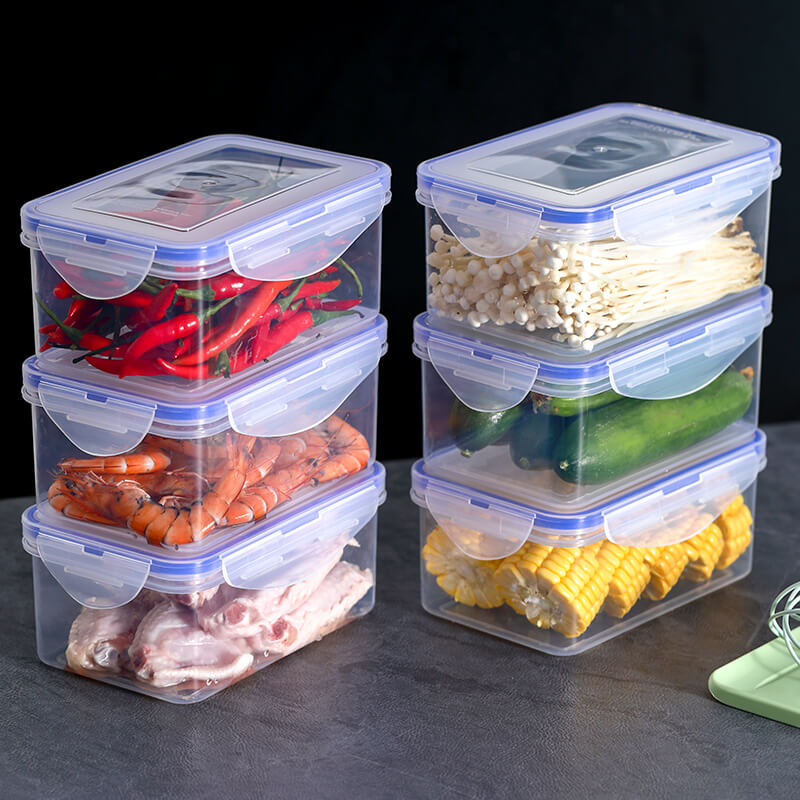 【6个装带密封圈】冰箱保鲜盒食物收纳盒微波饭盒便当盒密封盒