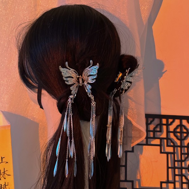 原创（念蝶）仙气夏新款流苏抓夹日常搭配汉服搭配