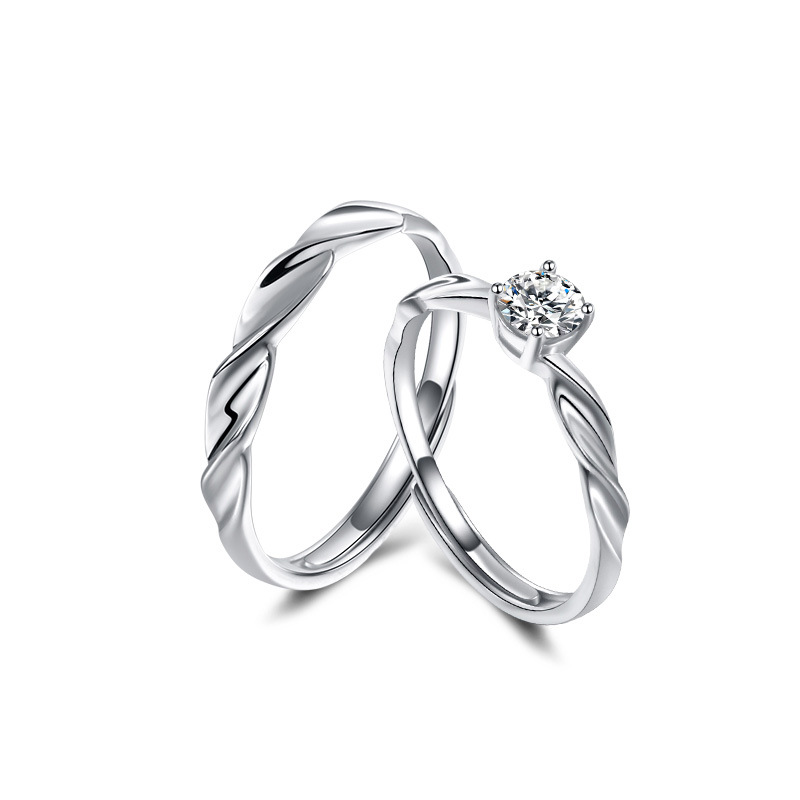 925银合成锆石戒指 闪耀银河情侣对戒莫比乌斯戒指环轻奢小众设计