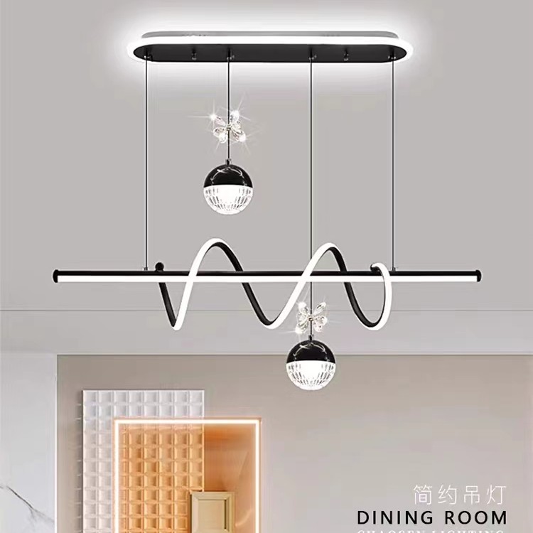 新款餐厅吊灯现代简约家用长方形餐桌灯饭厅吧台灯卧室灯中山灯具
