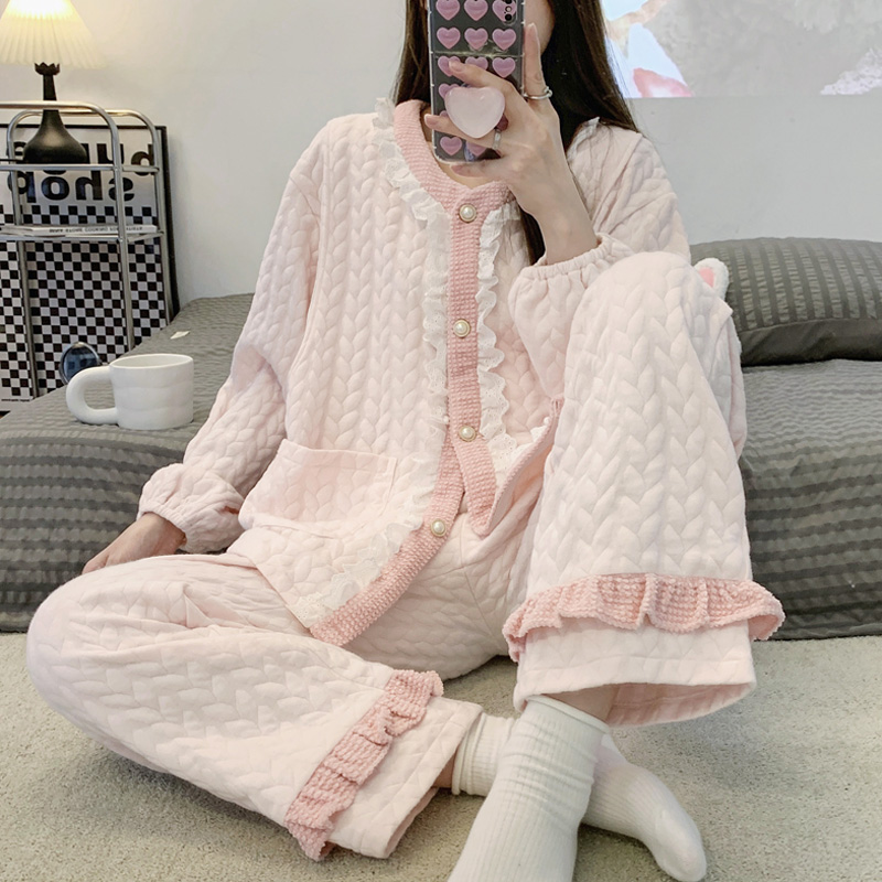 维雨9-10月11高端月子服可外穿空气棉哺乳睡衣孕妇家居服秋冬加厚