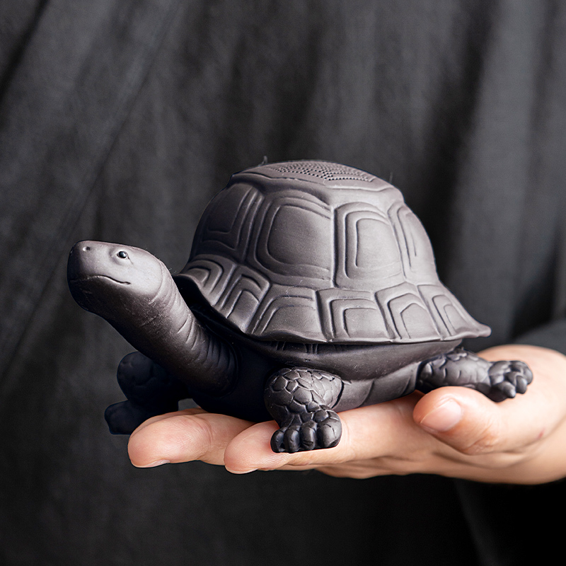 煌山创意紫砂乌龟一体茶漏家用茶水分离器配件陶瓷过滤茶宠摆件