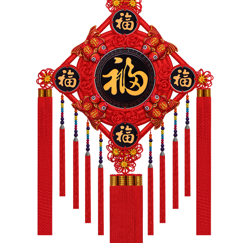 五福中国结新年民族风装饰品春节福字挂件挂墙电视背景墙装饰挂件