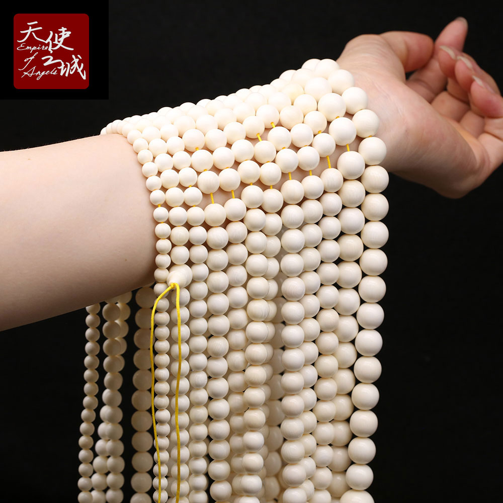 天然猛犸牙108颗佛珠长串冰料圆珠多圈手串男女款猛犸牙手串