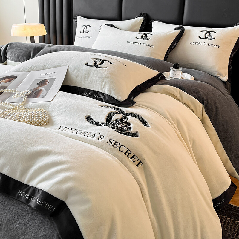 高端轻奢高级感牛奶绒床上主卧上档次主卧高颜值床上四件套年轻人