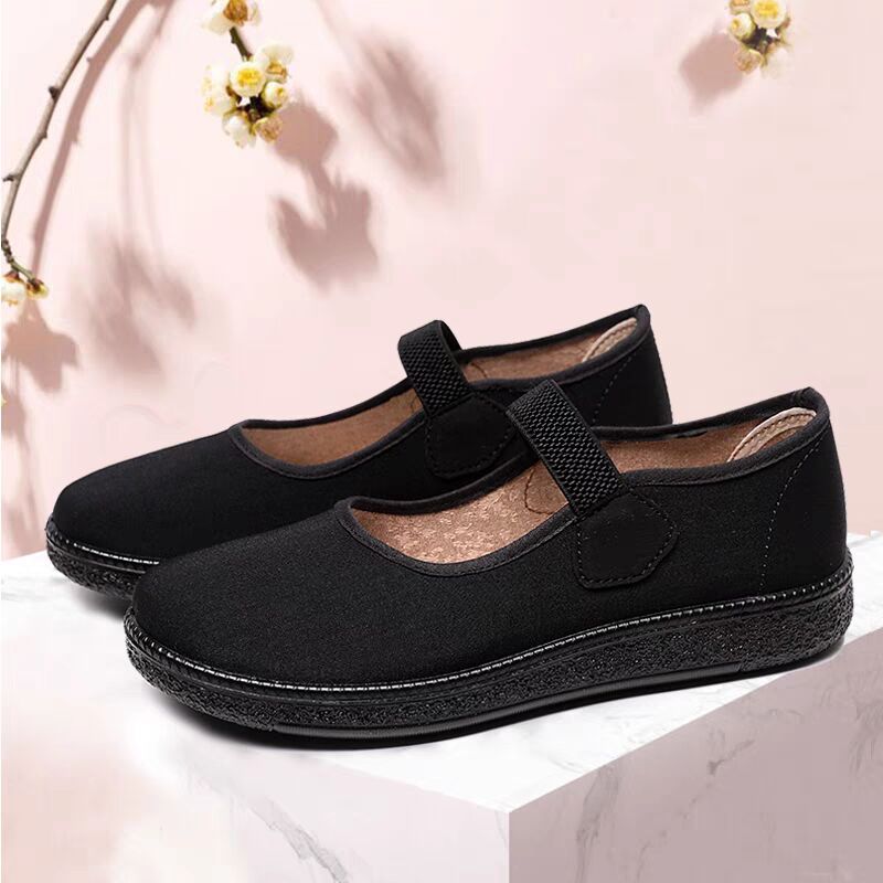 老北京布鞋女老人黑布鞋宽松中老年上班舞蹈鞋软底防滑酒店工作鞋