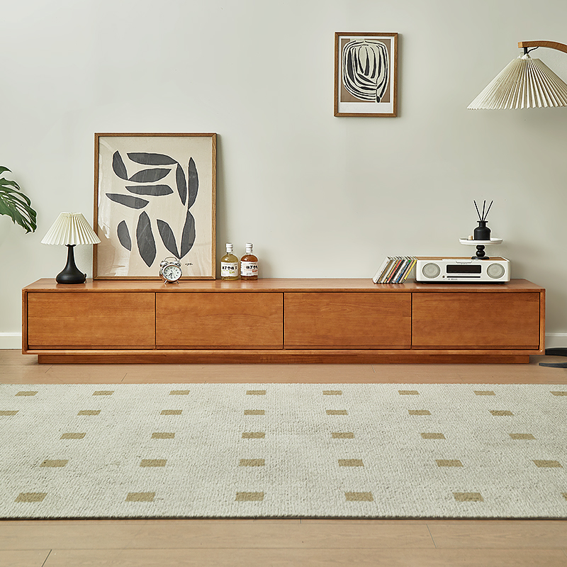 全实木电视柜客厅落地柜简约抽屉柜日式收纳柜家用矮柜茶几储物柜