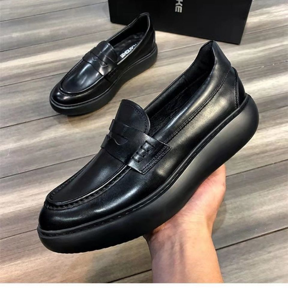 休闲男皮鞋潮流百搭增高乐福鞋套脚轻软厚底鞋透气时尚秋冬款男鞋