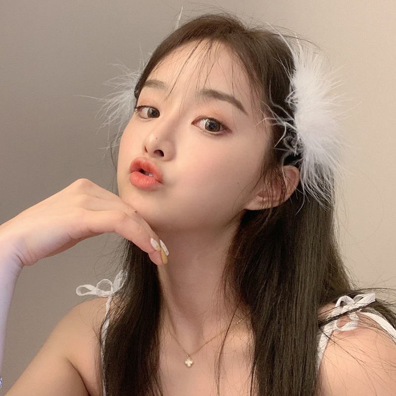 oushipei/欧诗佩白天鹅羽毛头饰发夹白色夹子发卡汉服毛绒配饰